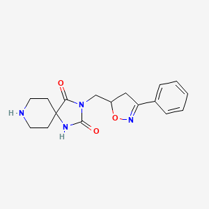 molecular formula C17H20N4O3 B5626225 3-[(3-phenyl-4,5-dihydro-5-isoxazolyl)methyl]-1,3,8-triazaspiro[4.5]decane-2,4-dione hydrochloride 
