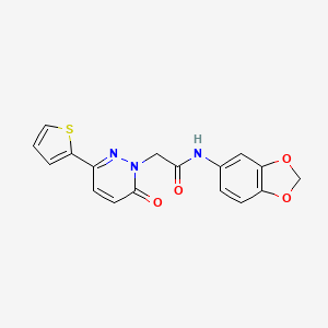 molecular formula C17H13N3O4S B5626253 N-1,3-benzodioxol-5-yl-2-[6-oxo-3-(2-thienyl)-1(6H)-pyridazinyl]acetamide 