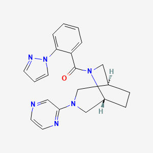 molecular formula C21H22N6O B5626273 (1S*,5R*)-3-(2-pyrazinyl)-6-[2-(1H-pyrazol-1-yl)benzoyl]-3,6-diazabicyclo[3.2.2]nonane 