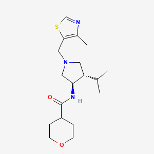 molecular formula C18H29N3O2S B5626310 N-{rel-(3R,4S)-4-isopropyl-1-[(4-methyl-1,3-thiazol-5-yl)methyl]-3-pyrrolidinyl}tetrahydro-2H-pyran-4-carboxamide hydrochloride 
