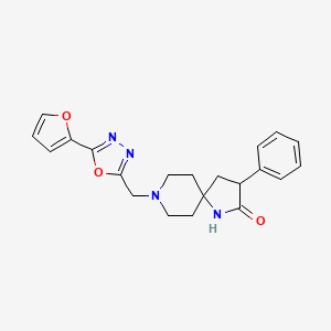 molecular formula C21H22N4O3 B5626312 8-{[5-(2-furyl)-1,3,4-oxadiazol-2-yl]methyl}-3-phenyl-1,8-diazaspiro[4.5]decan-2-one 