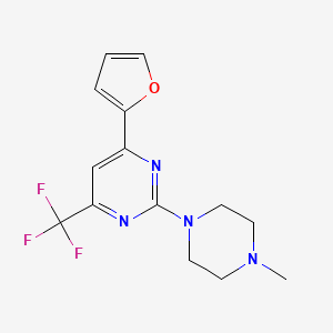molecular formula C14H15F3N4O B5626332 4-(2-furyl)-2-(4-methyl-1-piperazinyl)-6-(trifluoromethyl)pyrimidine 