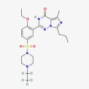 molecular formula C23H32N6O4S B562634 2-[2-ethoxy-5-[4-(1,1,2,2,2-pentadeuterioethyl)piperazin-1-yl]sulfonylphenyl]-5-methyl-7-propyl-3H-imidazo[5,1-f][1,2,4]triazin-4-one CAS No. 1189685-70-8