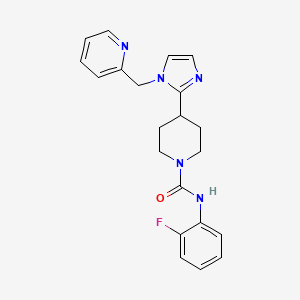 molecular formula C21H22FN5O B5626365 N-(2-fluorophenyl)-4-[1-(pyridin-2-ylmethyl)-1H-imidazol-2-yl]piperidine-1-carboxamide 