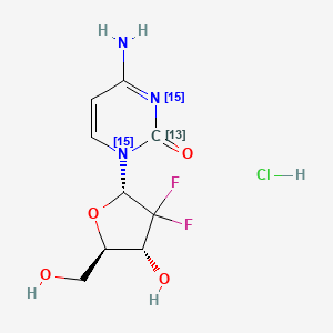 molecular formula C9H12ClF2N3O4 B562641 4-amino-1-[(2S,4R,5R)-3,3-difluoro-4-hydroxy-5-(hydroxymethyl)oxolan-2-yl](213C,1,3-15N2)pyrimidin-2-one;hydrochloride CAS No. 1262897-74-4