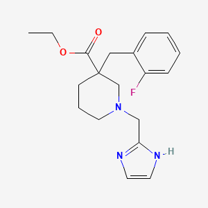 molecular formula C19H24FN3O2 B5626410 ethyl 3-(2-fluorobenzyl)-1-(1H-imidazol-2-ylmethyl)-3-piperidinecarboxylate 