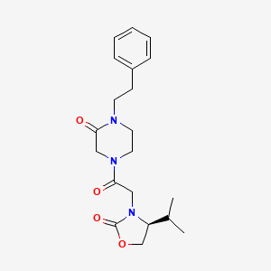 molecular formula C20H27N3O4 B5626514 4-{[(4S)-4-isopropyl-2-oxo-1,3-oxazolidin-3-yl]acetyl}-1-(2-phenylethyl)piperazin-2-one 