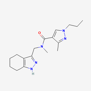 molecular formula C17H25N5O B5626533 N,3-dimethyl-1-propyl-N-(4,5,6,7-tetrahydro-1H-indazol-3-ylmethyl)-1H-pyrazole-4-carboxamide 