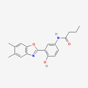 molecular formula C19H20N2O3 B5626549 N-[3-(5,6-dimethyl-1,3-benzoxazol-2-yl)-4-hydroxyphenyl]butanamide 