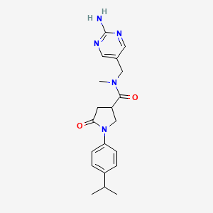 molecular formula C20H25N5O2 B5626564 N-[(2-amino-5-pyrimidinyl)methyl]-1-(4-isopropylphenyl)-N-methyl-5-oxo-3-pyrrolidinecarboxamide 