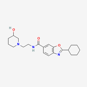 molecular formula C21H29N3O3 B5626579 2-cyclohexyl-N-[2-(3-hydroxy-1-piperidinyl)ethyl]-1,3-benzoxazole-6-carboxamide 