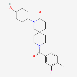 molecular formula C23H31FN2O3 B5626587 9-(3-fluoro-4-methylbenzoyl)-2-(trans-4-hydroxycyclohexyl)-2,9-diazaspiro[5.5]undecan-3-one 
