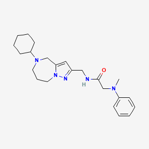 molecular formula C23H33N5O B5626600 N~1~-[(5-cyclohexyl-5,6,7,8-tetrahydro-4H-pyrazolo[1,5-a][1,4]diazepin-2-yl)methyl]-N~2~-methyl-N~2~-phenylglycinamide 
