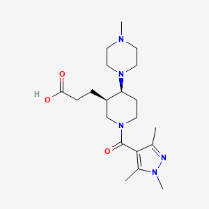molecular formula C20H33N5O3 B5626621 3-{(3R*,4S*)-4-(4-methylpiperazin-1-yl)-1-[(1,3,5-trimethyl-1H-pyrazol-4-yl)carbonyl]piperidin-3-yl}propanoic acid 