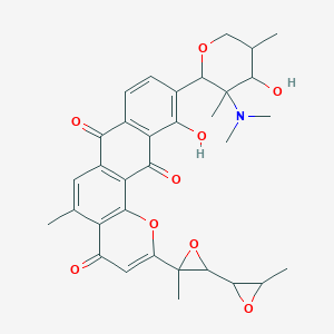 molecular formula C33H35NO9 B056268 10-[3-(二甲氨基)-4-羟基-3,5-二甲基氧杂环-2-基]-11-羟基-5-甲基-2-[2-甲基-3-(3-甲基氧杂环-2-基)氧杂环-2-基]萘并[2,3-h]色烯-4,7,12-三酮 CAS No. 119725-31-4