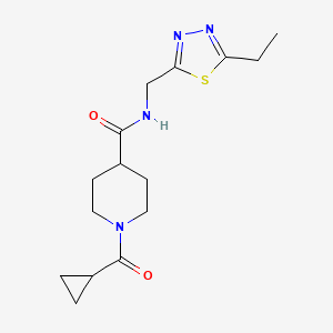molecular formula C15H22N4O2S B5626800 1-(cyclopropylcarbonyl)-N-[(5-ethyl-1,3,4-thiadiazol-2-yl)methyl]-4-piperidinecarboxamide 