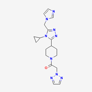 molecular formula C18H23N9O B5626823 4-[4-cyclopropyl-5-(1H-imidazol-1-ylmethyl)-4H-1,2,4-triazol-3-yl]-1-(2H-1,2,3-triazol-2-ylacetyl)piperidine 