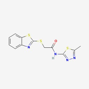 molecular formula C12H10N4OS3 B5626831 2-(1,3-benzothiazol-2-ylthio)-N-(5-methyl-1,3,4-thiadiazol-2-yl)acetamide 