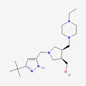 molecular formula C20H37N5O B5626879 {(3R*,4R*)-1-[(5-tert-butyl-1H-pyrazol-3-yl)methyl]-4-[(4-ethylpiperazin-1-yl)methyl]pyrrolidin-3-yl}methanol 