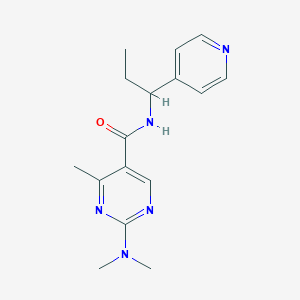 molecular formula C16H21N5O B5626885 2-(dimethylamino)-4-methyl-N-[1-(4-pyridinyl)propyl]-5-pyrimidinecarboxamide 