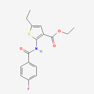 molecular formula C16H16FNO3S B5626907 ethyl 5-ethyl-2-[(4-fluorobenzoyl)amino]-3-thiophenecarboxylate 