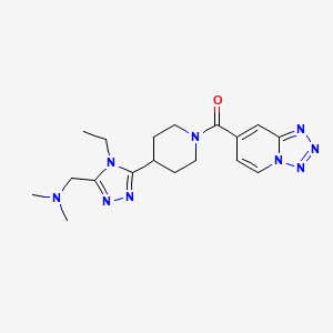 molecular formula C18H25N9O B5626909 ({4-ethyl-5-[1-(tetrazolo[1,5-a]pyridin-7-ylcarbonyl)piperidin-4-yl]-4H-1,2,4-triazol-3-yl}methyl)dimethylamine 