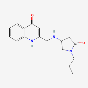 molecular formula C19H25N3O2 B5626923 4-{[(4-hydroxy-5,8-dimethylquinolin-2-yl)methyl]amino}-1-propylpyrrolidin-2-one 