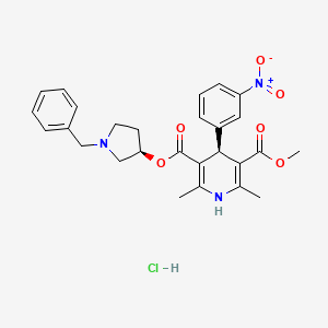 3,5-Pyridinedicarboxylicacid, 1,4-dihydro-2,6-dimethyl-4-(3-nitrophenyl)-, methyl1-(phenylmethyl)-3-pyrrolidinyl ester, monohydrochloride, [R-(R*,S*)]-(9CI)