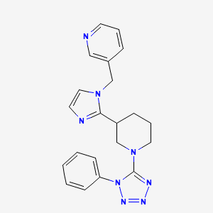 molecular formula C21H22N8 B5626991 3-({2-[1-(1-phenyl-1H-tetrazol-5-yl)piperidin-3-yl]-1H-imidazol-1-yl}methyl)pyridine 