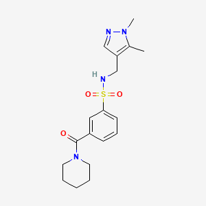 N-[(1,5-dimethyl-1H-pyrazol-4-yl)methyl]-3-(piperidin-1-ylcarbonyl)benzenesulfonamide