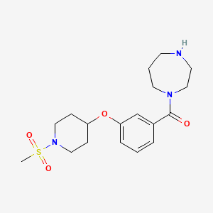 molecular formula C18H27N3O4S B5627031 1-(3-{[1-(methylsulfonyl)-4-piperidinyl]oxy}benzoyl)-1,4-diazepane hydrochloride 