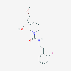 molecular formula C18H27FN2O3 B5627050 N-[2-(2-fluorophenyl)ethyl]-3-(hydroxymethyl)-3-(2-methoxyethyl)-1-piperidinecarboxamide 