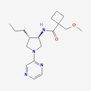 molecular formula C18H28N4O2 B5627160 1-(methoxymethyl)-N-[(3R*,4S*)-4-propyl-1-(2-pyrazinyl)-3-pyrrolidinyl]cyclobutanecarboxamide 