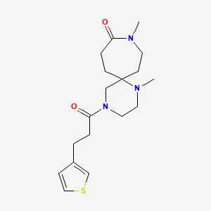 molecular formula C18H27N3O2S B5627222 1,9-dimethyl-4-[3-(3-thienyl)propanoyl]-1,4,9-triazaspiro[5.6]dodecan-10-one 