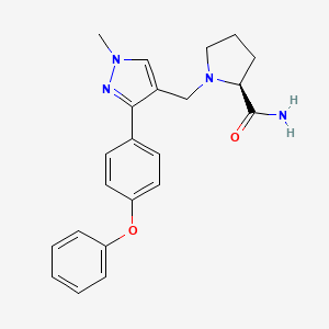 molecular formula C22H24N4O2 B5627245 1-{[1-methyl-3-(4-phenoxyphenyl)-1H-pyrazol-4-yl]methyl}-L-prolinamide 