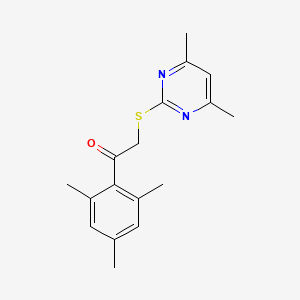 molecular formula C17H20N2OS B5627260 2-[(4,6-dimethyl-2-pyrimidinyl)thio]-1-mesitylethanone 