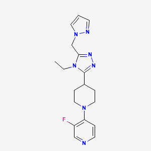 molecular formula C18H22FN7 B5627277 4-{4-[4-ethyl-5-(1H-pyrazol-1-ylmethyl)-4H-1,2,4-triazol-3-yl]piperidin-1-yl}-3-fluoropyridine 