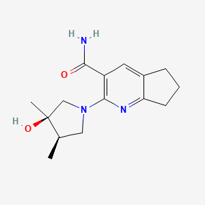 2-[(3R*,4R*)-3-hydroxy-3,4-dimethyl-1-pyrrolidinyl]-6,7-dihydro-5H-cyclopenta[b]pyridine-3-carboxamide