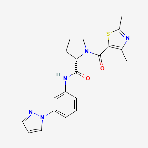 molecular formula C20H21N5O2S B5627322 1-[(2,4-dimethyl-1,3-thiazol-5-yl)carbonyl]-N-[3-(1H-pyrazol-1-yl)phenyl]-L-prolinamide 