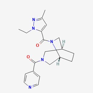 molecular formula C20H25N5O2 B5627390 (1S*,5R*)-6-[(1-ethyl-3-methyl-1H-pyrazol-5-yl)carbonyl]-3-isonicotinoyl-3,6-diazabicyclo[3.2.2]nonane 
