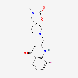 molecular formula C17H18FN3O3 B5627435 7-[(8-fluoro-4-hydroxyquinolin-2-yl)methyl]-3-methyl-1-oxa-3,7-diazaspiro[4.4]nonan-2-one 