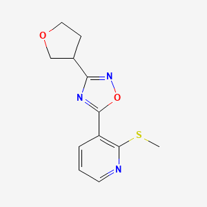 molecular formula C12H13N3O2S B5627447 2-(methylthio)-3-[3-(tetrahydrofuran-3-yl)-1,2,4-oxadiazol-5-yl]pyridine 