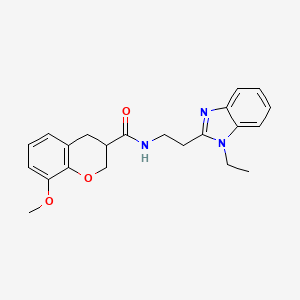 molecular formula C22H25N3O3 B5627471 N-[2-(1-ethyl-1H-benzimidazol-2-yl)ethyl]-8-methoxychromane-3-carboxamide 