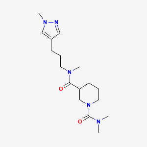 molecular formula C17H29N5O2 B5627479 N~1~,N~1~,N~3~-trimethyl-N~3~-[3-(1-methyl-1H-pyrazol-4-yl)propyl]-1,3-piperidinedicarboxamide 