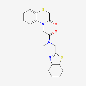 molecular formula C19H21N3O2S2 B5627488 N-methyl-2-(3-oxo-2,3-dihydro-4H-1,4-benzothiazin-4-yl)-N-(4,5,6,7-tetrahydro-1,3-benzothiazol-2-ylmethyl)acetamide 
