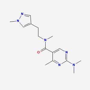 molecular formula C15H22N6O B5627505 2-(dimethylamino)-N,4-dimethyl-N-[2-(1-methyl-1H-pyrazol-4-yl)ethyl]-5-pyrimidinecarboxamide 