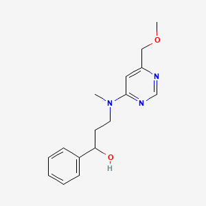 molecular formula C16H21N3O2 B5627536 3-[[6-(methoxymethyl)pyrimidin-4-yl](methyl)amino]-1-phenylpropan-1-ol 