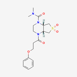 molecular formula C18H25N3O5S B5627543 (4aR*,7aS*)-N,N-dimethyl-4-(3-phenoxypropanoyl)hexahydrothieno[3,4-b]pyrazine-1(2H)-carboxamide 6,6-dioxide 