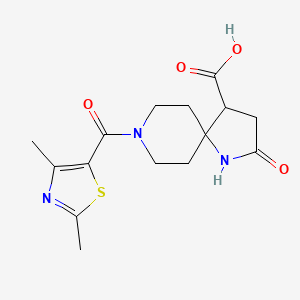 molecular formula C15H19N3O4S B5627562 8-[(2,4-dimethyl-1,3-thiazol-5-yl)carbonyl]-2-oxo-1,8-diazaspiro[4.5]decane-4-carboxylic acid 