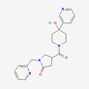 molecular formula C21H24N4O3 B5627566 4-{[4-hydroxy-4-(3-pyridinyl)-1-piperidinyl]carbonyl}-1-(2-pyridinylmethyl)-2-pyrrolidinone 